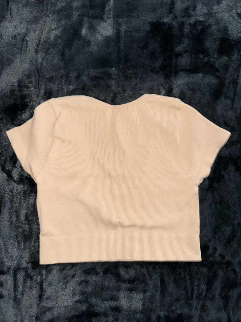 NWOT aerie Cream Ribbed Scoop-Neck Crop Top - Picture 3 of 3